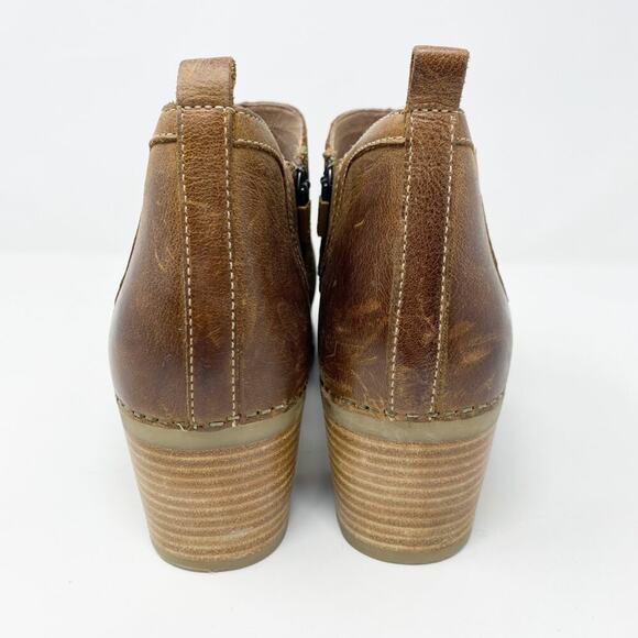 Dansko Brown Burnished Leather Ankle Booties Women's Size EU 42 EUC Side Zip - Picture 4 of 10